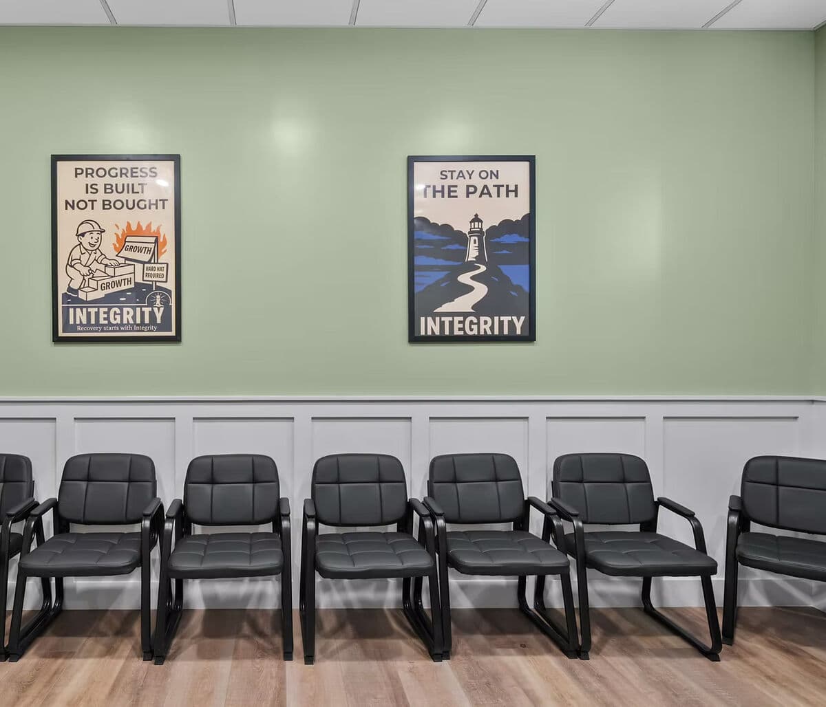 Integrity Treatment Partners group room with inspirational posters Integrity Treatment Partners group room with inspirational posters