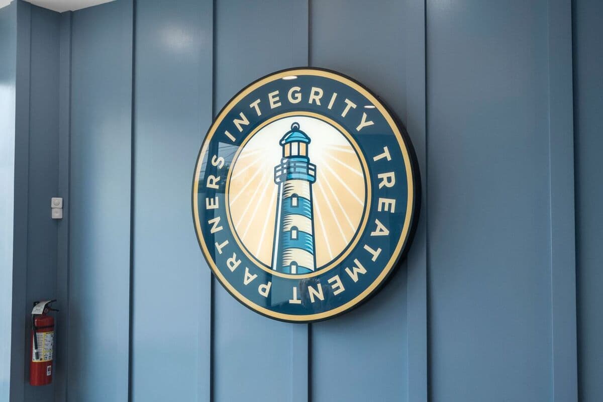 Integrity Treatment Partners logo wall inside the treatment center